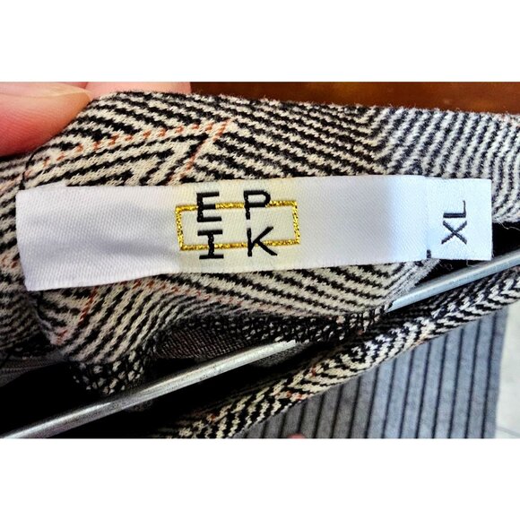 Epik Womens XL Geometric Patterned A-Line Skirt Black & White Textured Fabric Mi - Picture 5 of 9